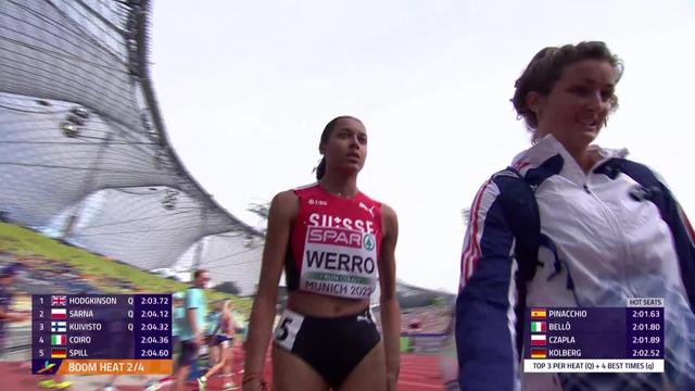 Athlétisme, 800m dames, séries: Audrey Werro (SUI) 6e et éliminée