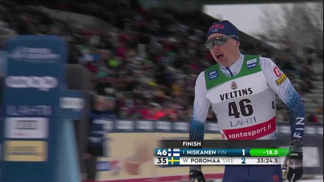 Lahti (FIN), 15km classique messieurs: Ivo Niskanen (FIN) s'impose devant Klaebo (NOR) 2e et Poromaa (SUE) 3e