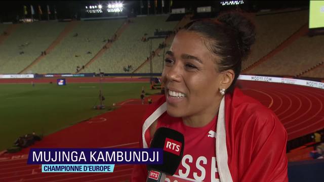 Athlétisme: Mujinga Kambundji rayonnante au micro lors de son interview