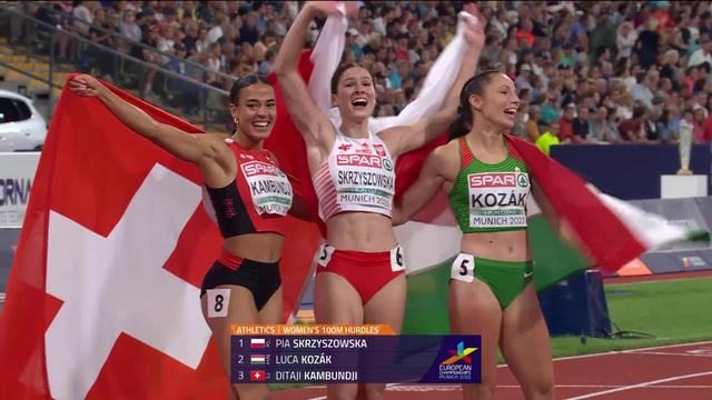 Athlétisme, 100m haies dames, finale: Skrzyszowska (POL) remporte l'or, Ditaji Kambundji (SUI) s'empare de bronze !