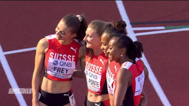 Eugene (USA). 4x100m dames: interview de l'équipe suisse