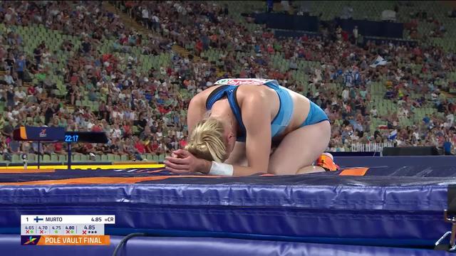 Athlétisme, saut à la perche dames: Murto (FIN) réalise un superbe saut à 4m85 pour décrocher l’or !