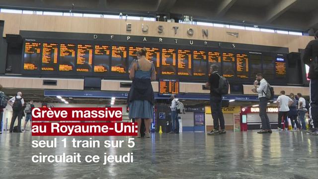 Seul un train sur cinq circulait jeudi au Royaume-Uni, alors que des dizaines de milliers d'employés sont appelés à faire grève