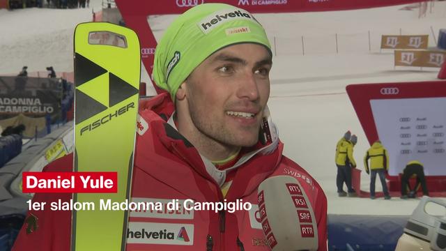 Madonna du Campiglio (ITA), slalom messieurs: Daniel Yule à l'interview