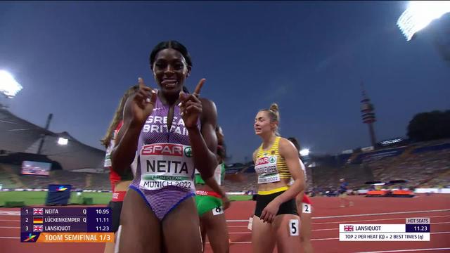 Athlétisme, 100m dames, 1-2 finales: Geraldine Frey (SUI) 6e, Neita (GBR) domine les débats en 10.95