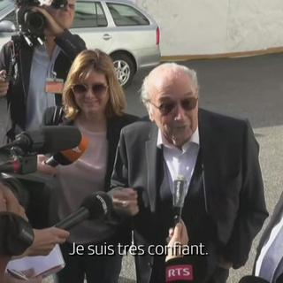 Michel Platini et Sepp Blatter arrivent au Tribunal pénal fédéral de Bellinzone