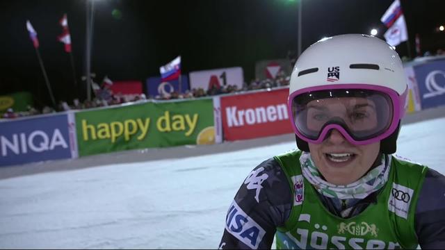 Semmering (AUT), slalom dames, 2e manche: Moltzan (USA) monte sur son premier podium en slalom à 18 ans
