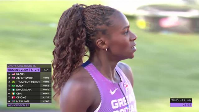 Eugene (USA), 200m dames, 1-2 finales: Clark (USA) remporte une course relevée