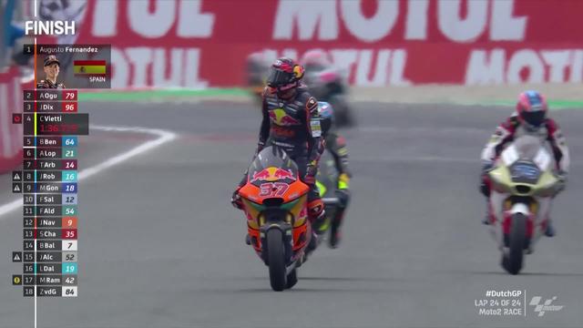 GP des Pays-Bas, Moto2 (#11): Augusto Fernandez (ESP) remporte la course devant Ogura (JPN) 2e et Dixon (GBR) 3e