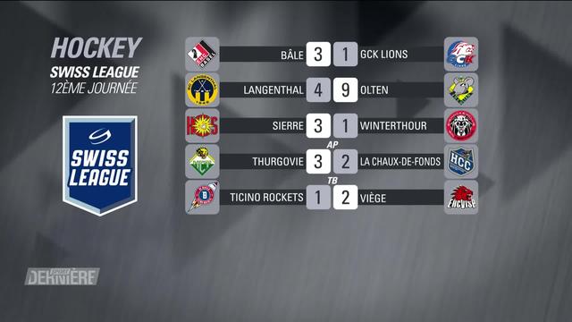 Hockey, Swiss League: résultats et classement de la 12e journée