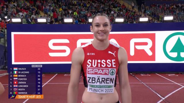 Qualifications, 100m haies dames: victoire de Di Lazzaro (ITA), Zbären (SUI) termine 5e