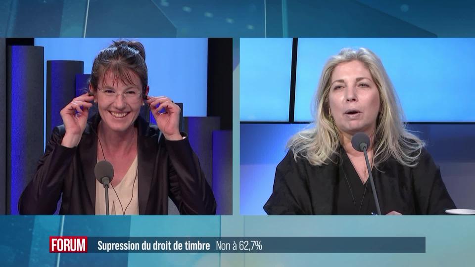 Large victoire de la gauche pour la suppression du droit de timbre: débat entre Nathalie Fontanet et Florence Germond