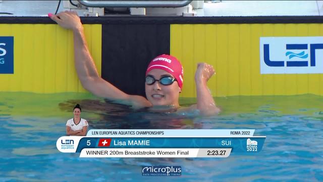 Natation, 200m brasse: Mamié (SUI) est championne d'Europe !