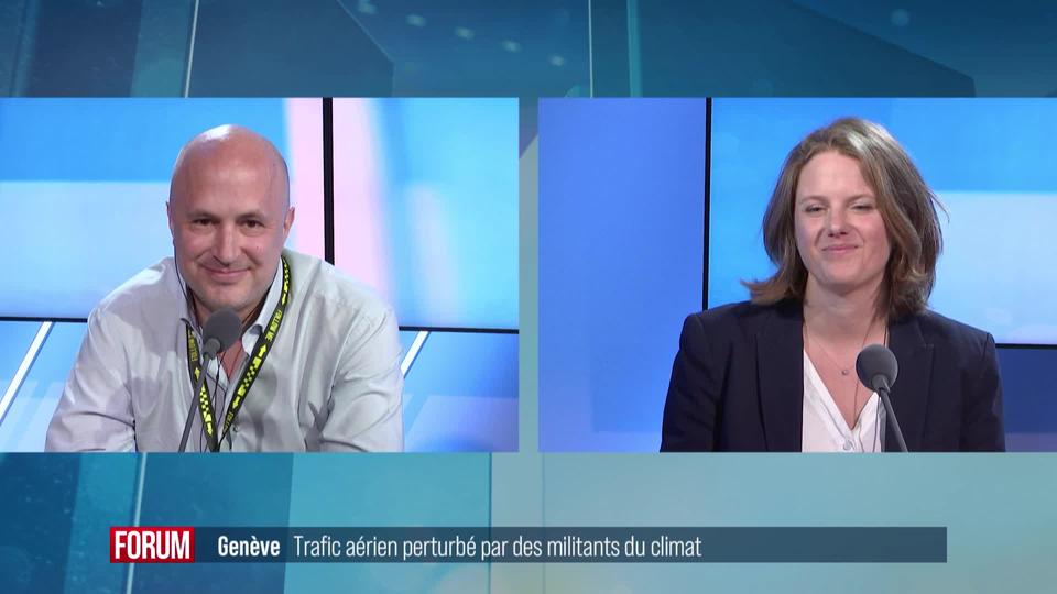 Le trafic aérien genevois perturbé par une action pour le climat: interview de Fanny Eternod et Charles Hergott (vidéo)