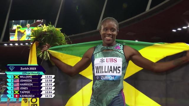 Zurich, 100m haies dames : victoire de Danielle Williams (JAM), Ditaji Kambudji (SUI) 6e
