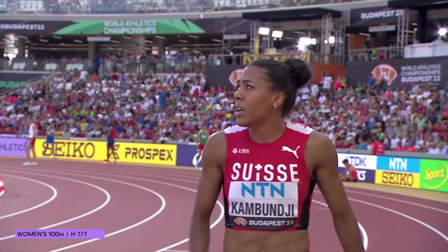 Budapest (HUN), 100m dames, qualification: Kambundji (SUI) accède à la demi-finale en finissant 2e