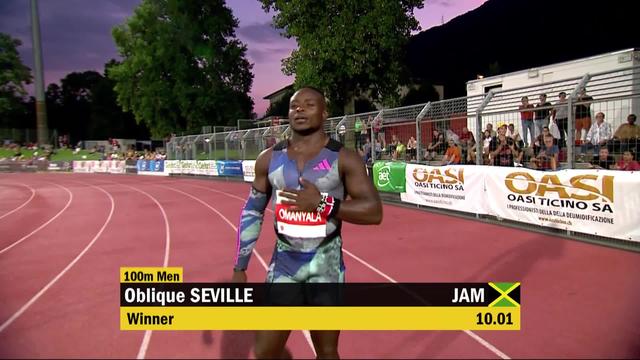 Bellinzone, 100m messieurs: le jeune Oblique Seville (JAM) domine un plateau relevé pour s'imposer en 10''01