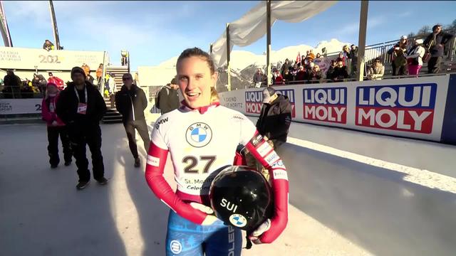 St-Moritz (SUI), Skeleton dames, 2e manche: Sara Schmied (SUI) pointe au 22e rang après les deux premières manches