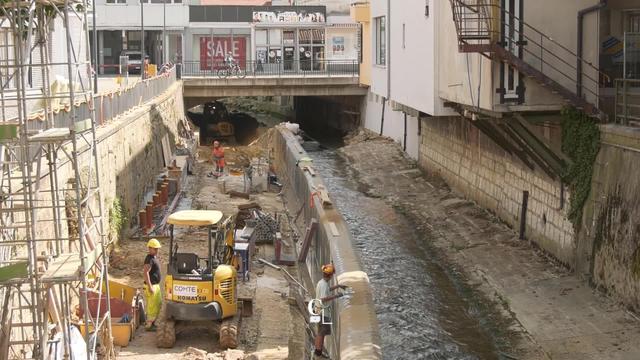 À Delémont, le lit de la rivière de la Sorne a été creusé pour que le chef-lieu jurassien ne connaisse plus de graves inondations