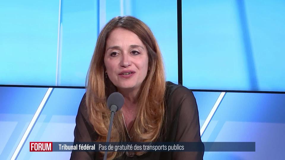 Le Tribunal fédéral enterre les projets de transports publics gratuits: interview de Stefanie Prezioso