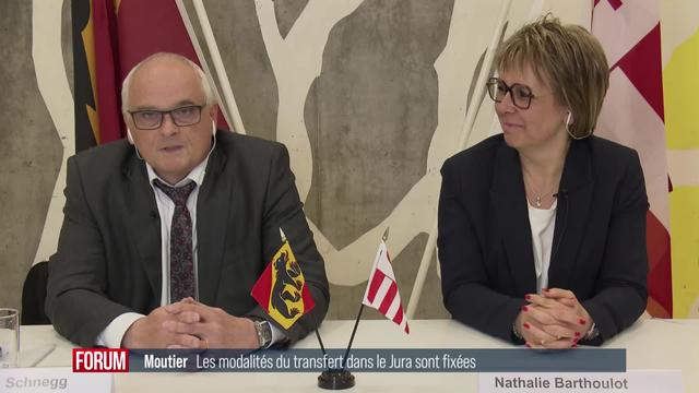 Les modalités du transfert de Moutier dans le canton du Jura sont fixées: interview de Nathalie Barthoulot et Pierre-Alain Schnegg