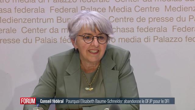 Les raisons derrière le changement de département d’Elisabeth Baume-Schneider