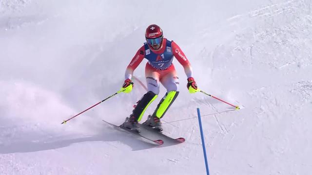 Gurgl (AUT), slalom messieurs, 1re manche: Loïc Meillard (SUI) en embuscade