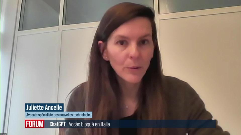 Le robot ChatGPT va être interdit d’accès en Italie: interview de Juliette Ancelle (vidéo)