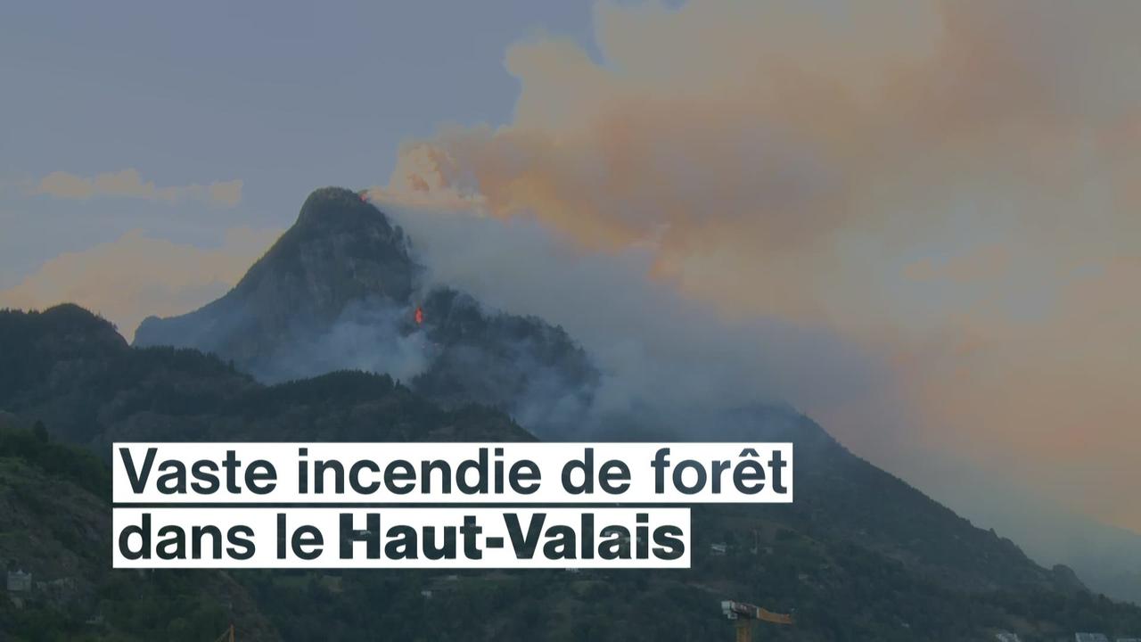 Vaste incendie de forêt dans le Haut-Valais