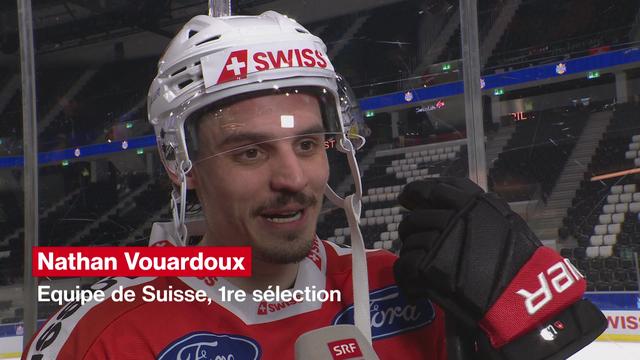 Hockey: "Pour un 1er match, ça ne s'est pas trop mal passé" (Nathan Vouardoux, après la défaite suisse 6-5 contre la Finlande)
