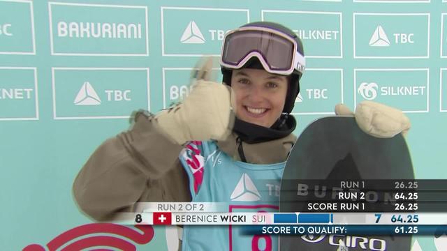 Bakuriani (GEO), snowboard halfpipe dames, qualifications: Berenice Wicki (SUI), 8e, se qualifie de justesse pour la finale