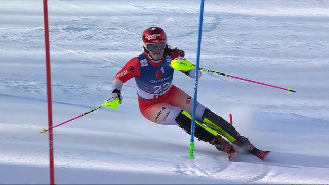 Lienz (AUT), slalom dames, 1re manche: Mélanie Meillard (SUI) au départ de la manche