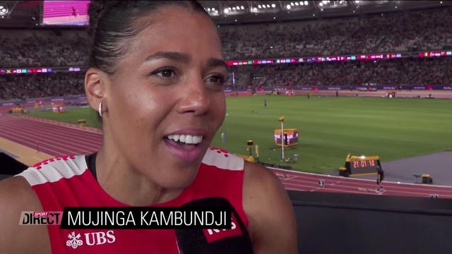 Budapest (HUN), 400m haies dames: Mujinga Kambundji (SUI) à l'interview