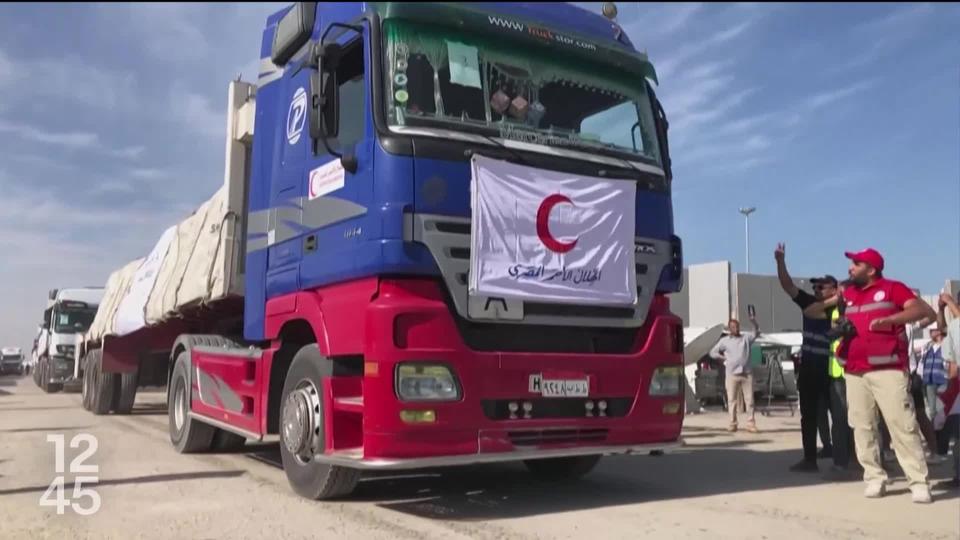 Un premier convoi humanitaire en provenance d'Égypte a pu entrer dans la bande de Gaza