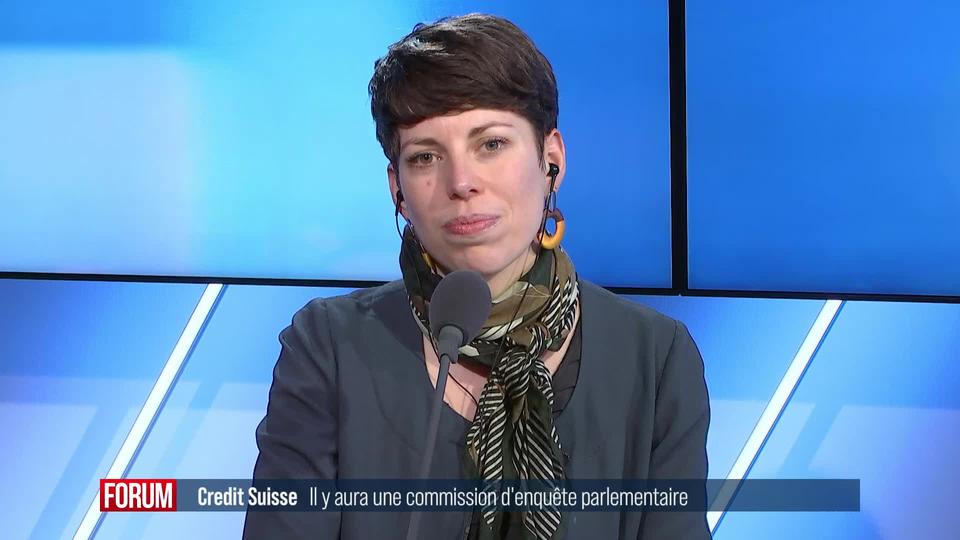 Lisa Mazzone s’exprime sur la volonté d’ouvrir une enquête parlementaire sur Credit Suisse