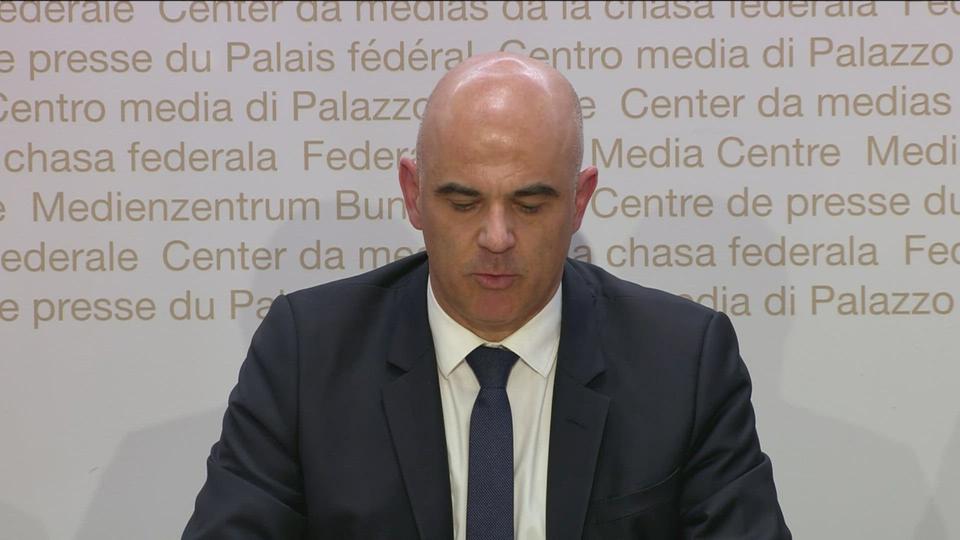 L'intervention d'Alain Berset lors la conférence de presse sur la reprise du Credit Suisse par l'UBS