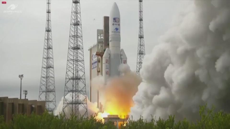 Lancement de la fusée Ariane 5, avec la sonde JUICE, en direction de Jupiter