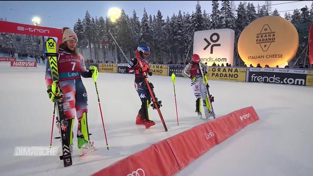 Ski alpin, Levi (FIN), slalom dames, Petra Vlhova (SVK) enfourche, victoire de Mikaela Shiffrin (USA)