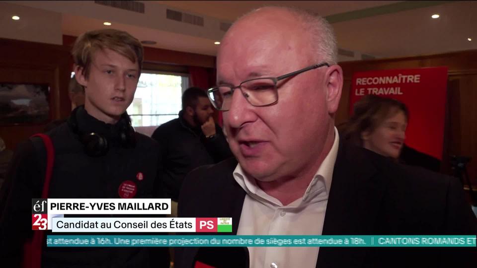 Réaction de Pierre-Yves Maillard, candidat aux Etats pour le canton de Vaud, en tête après 65% du dépouillement