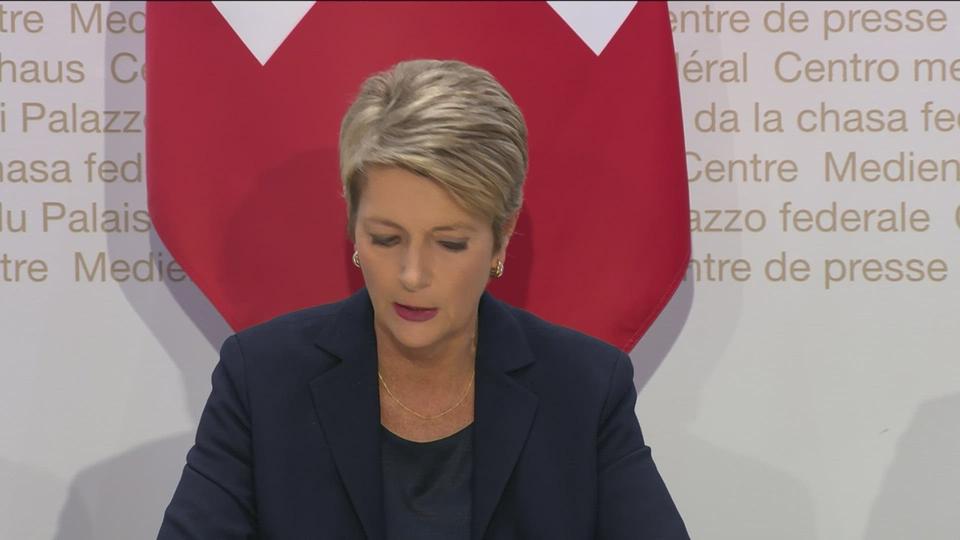 L'intervention de Karin Keller-Sutter lors la conférence de presse du Conseil fédéral