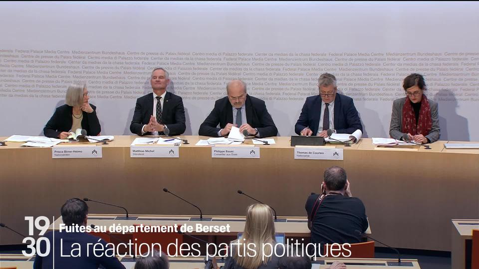 Les partis politiques s'expriment après l'annonce des résultats de l'enquête hier sur les fuites au département d'Alain Berset