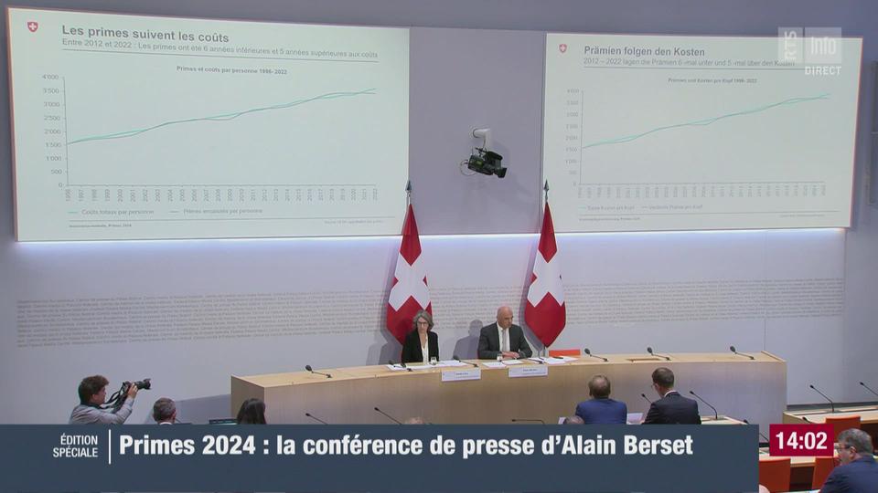 La présentation de la hausse des primes maladie en 2024 par Alain Berset