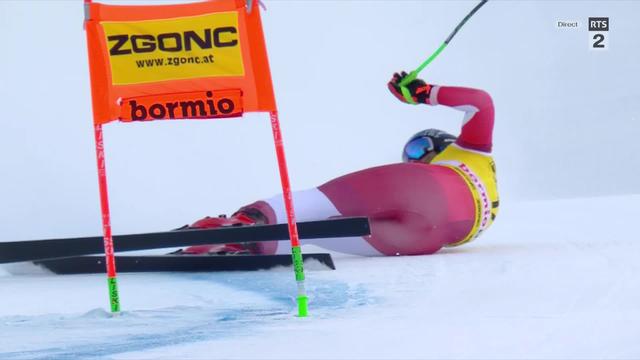 Bormio (ITA), descente messieurs: le leader de la Coupe du monde Marco Schwarz (AUT) chute lourdement sur la piste du Stelvio
