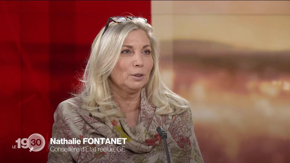 Nathalie Fontanet, brillamment réélue au gouvernement genevois, est l'invitée du 19:30