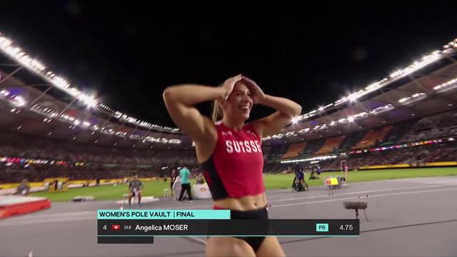 Budapest (HUN), saut à la perche dames: Angelica Moser (SUI) signe son record personnel à 4.75m et termine le concours au 6e rang
