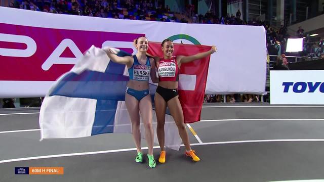 Istanbul (TUR), 60 m haies dames, finale: Ditaji Kambundji (SUI) remporte la médaille de bronze !