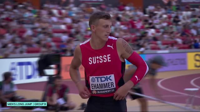 Budapest (HUN), longueur messieurs, qualifications: Simon Ehammer (SUI) saute à 8.13m et assure sa place en finale