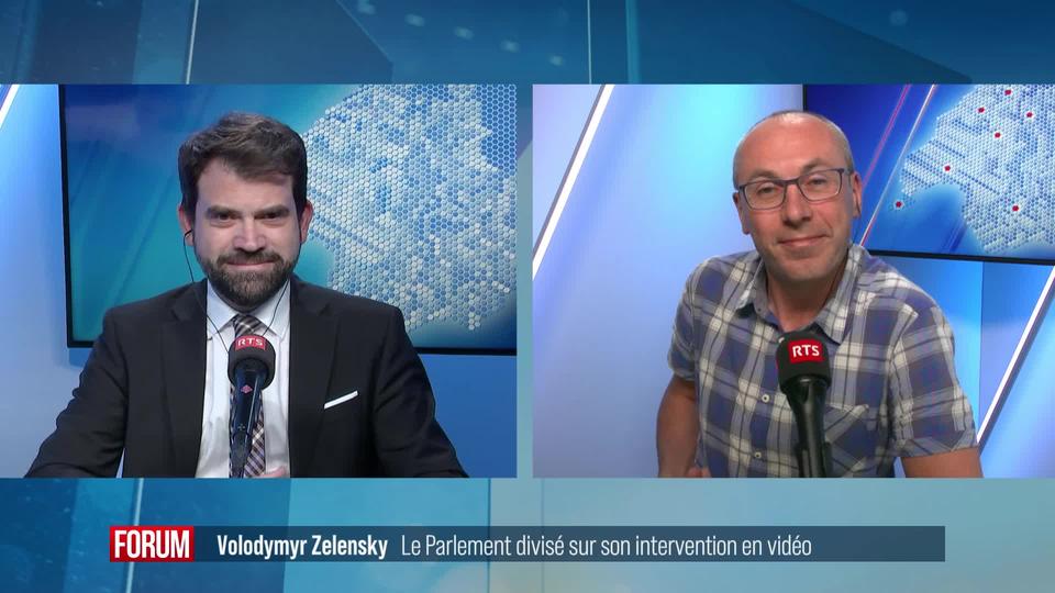 L’intervention prévue de Volodymyr Zelensky devant le Parlement divise: débat entre Manfred Bühler et Damien Cottier