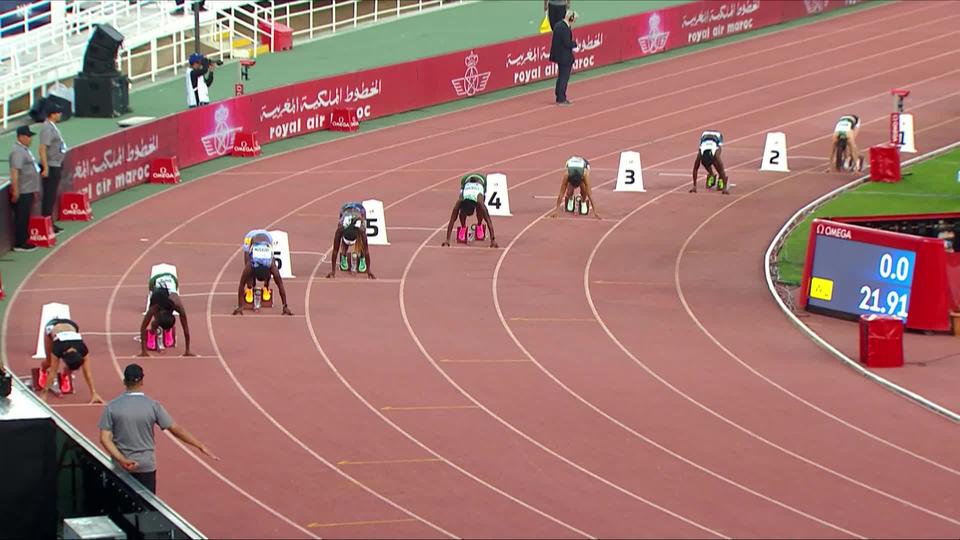 Rabbat (MAR), 200m dames: Shericka Jackson (JAM) s'impose devant Strachan Anthonique (BAH) 2e et Tamari Davis (USA) 3e