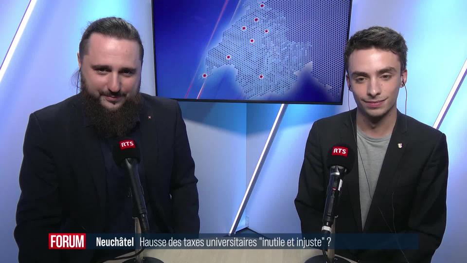 Hausse des taxes universitaires à Neuchâtel: débat entre Emile Blant et Niels Rosselet-Christ